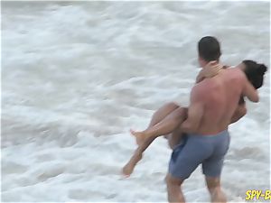 pinkish swimsuit amateur bare-chested voyeur Beach femmes